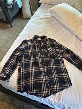 ADORA Navy Blue Plaid Button-Up Shirt